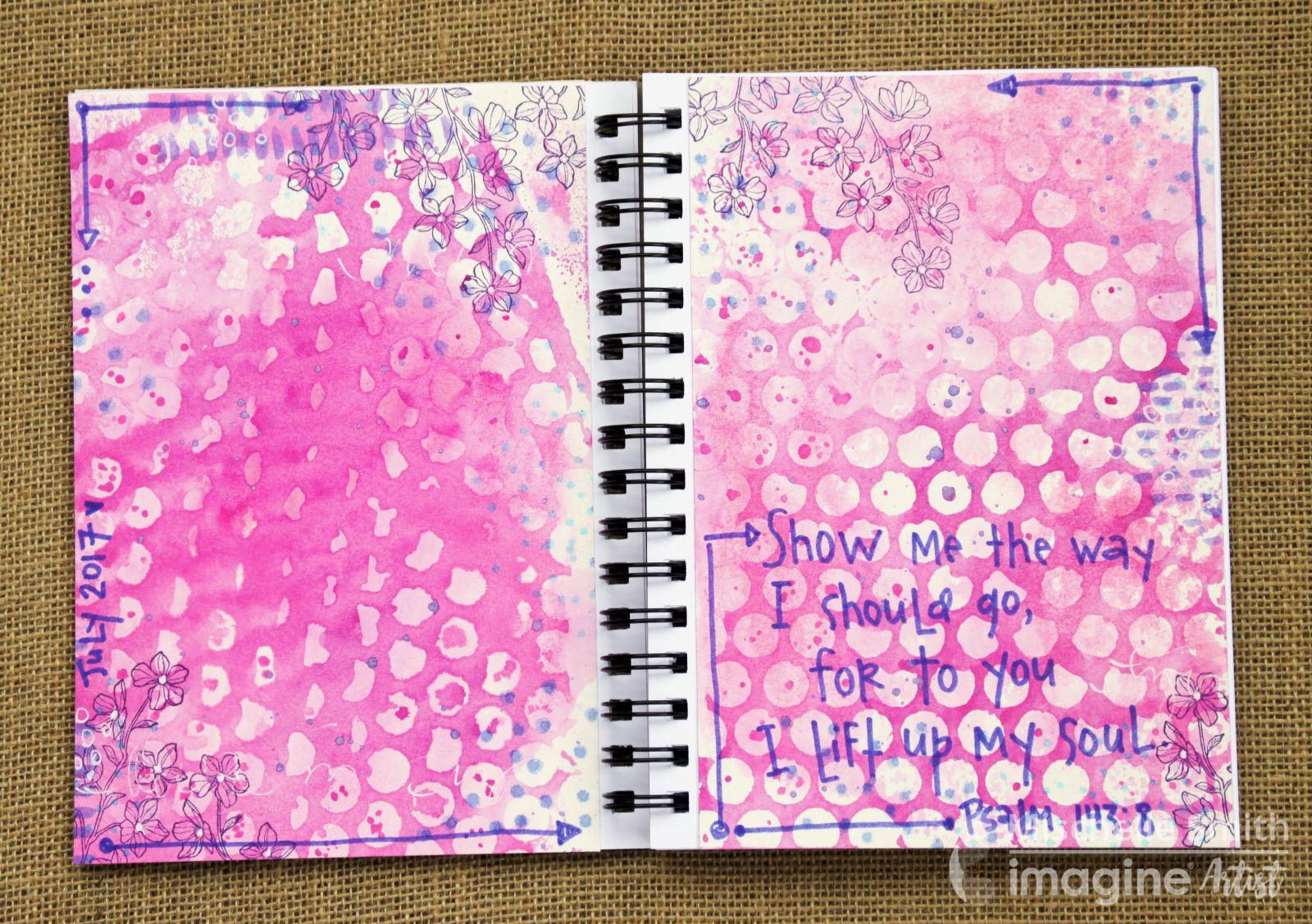 Bible Journal Layout featuring several ink layers created using Fireworks Shimmery Craft Spray and Ink Potion No. 9 by Mischelle Smith.