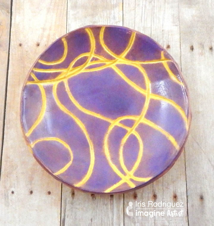 purple and yellow string pattern handmade bowl would work great as a gift