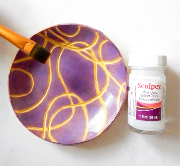 glaze the bowl with sculpey gloss glaze