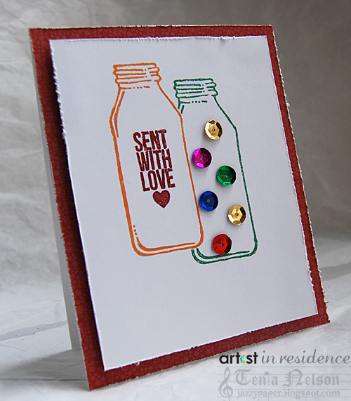 Memento and VersaFine ink to make a Sent With Love Card