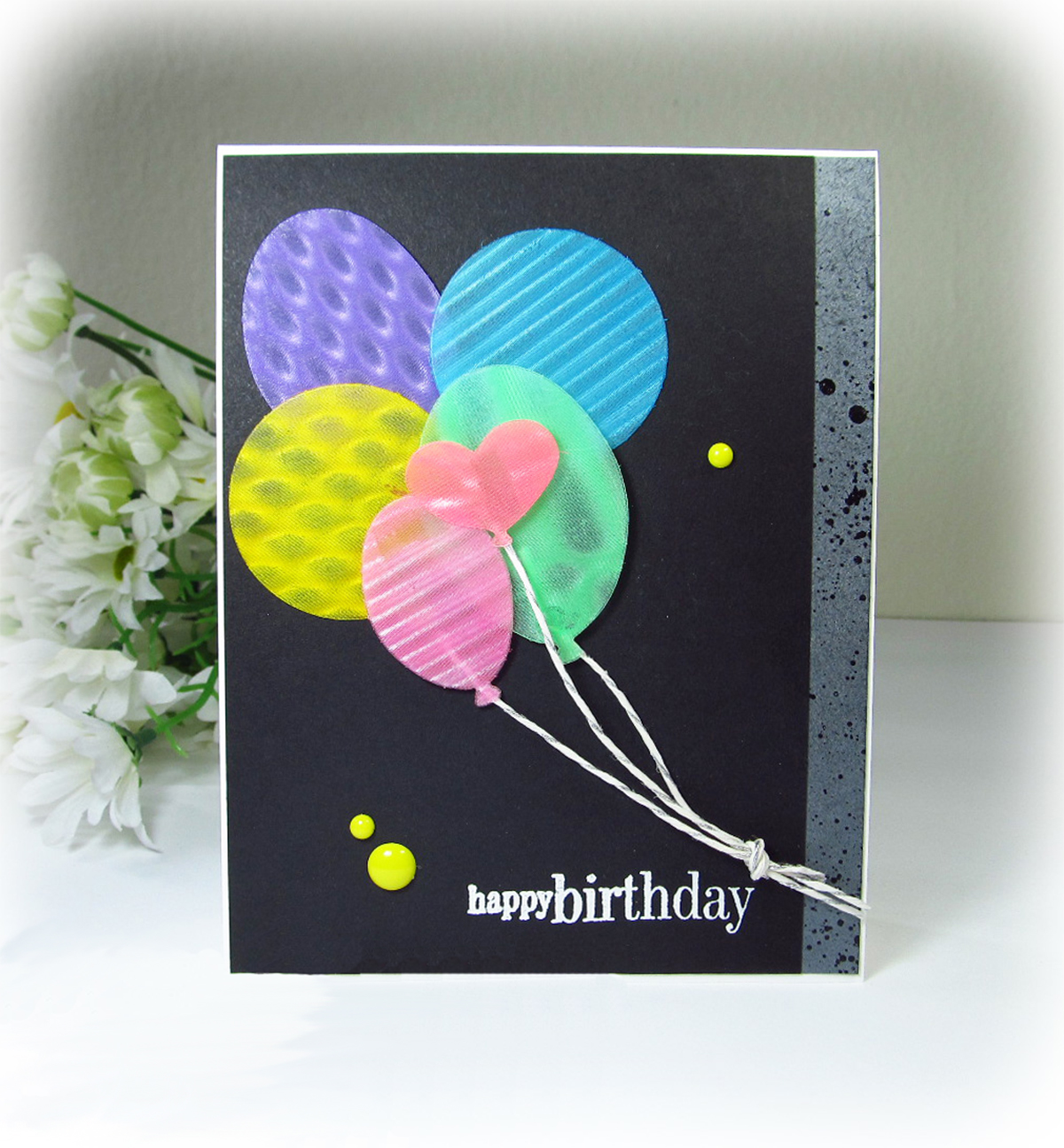 Happy Birthday Card with Neon and Vertigo Plastic