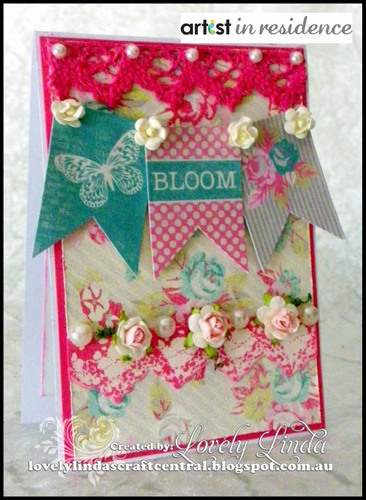 Ink and Faux Lace Bloom Card