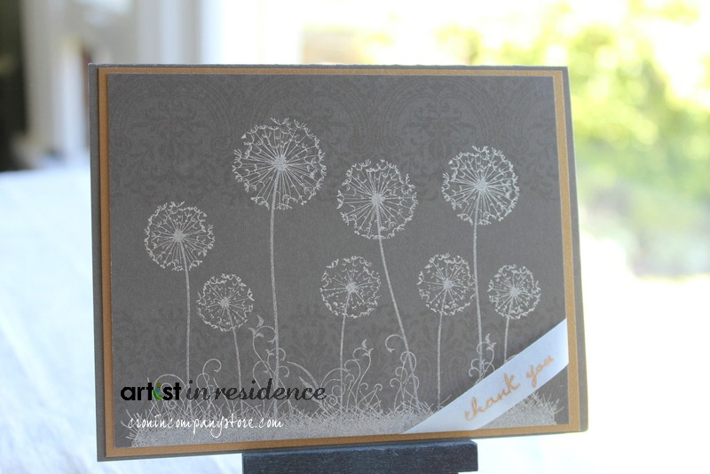 Metallic Ink Dandelions Thank You Card