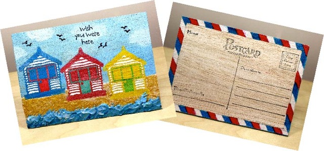 Memento Luxe on Wooden Postcard Seaside Greetings