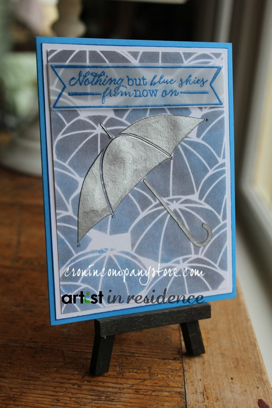 April Showers Bring...an Umbrella Blue Skies Card with metallic hues