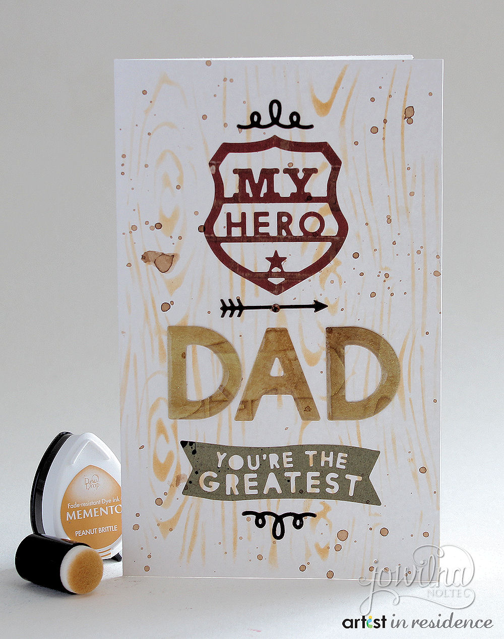 Memento Ink for Woodgrain Father's Day Card