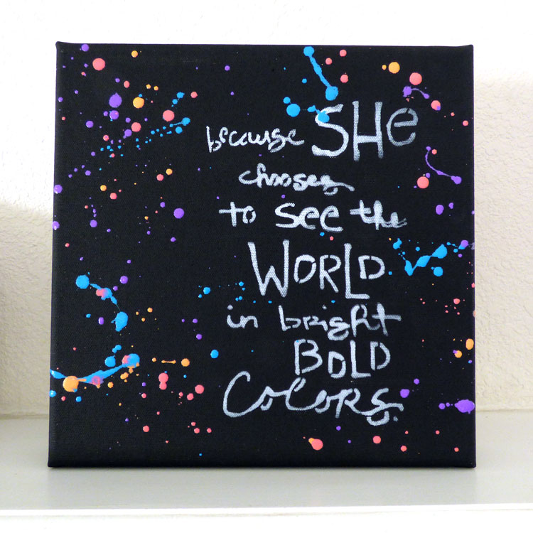 Bold Colors, Bold World on Black Art Canvas 