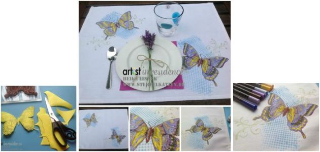 DIY Butterfly Place Mats made with fabric ink