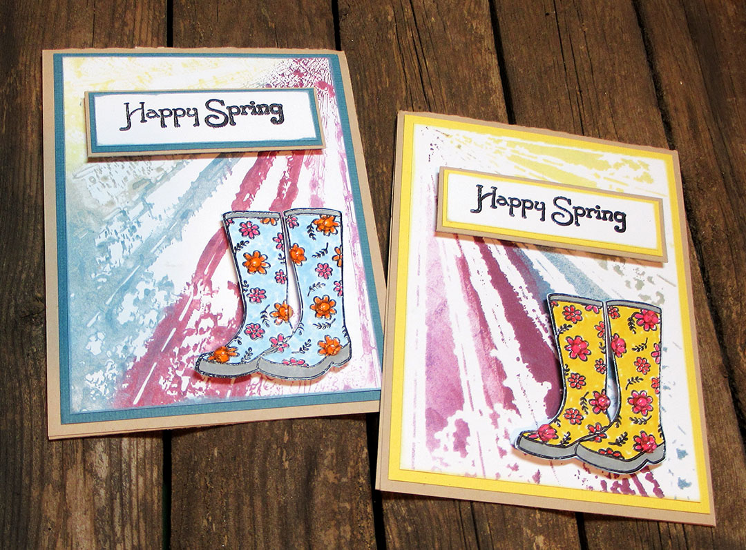 VersaMagic and Stencil Technique for Rainboots Themed Card