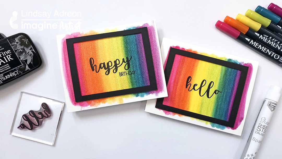 Blended Rainbow card with Sheer Shimmer Stix