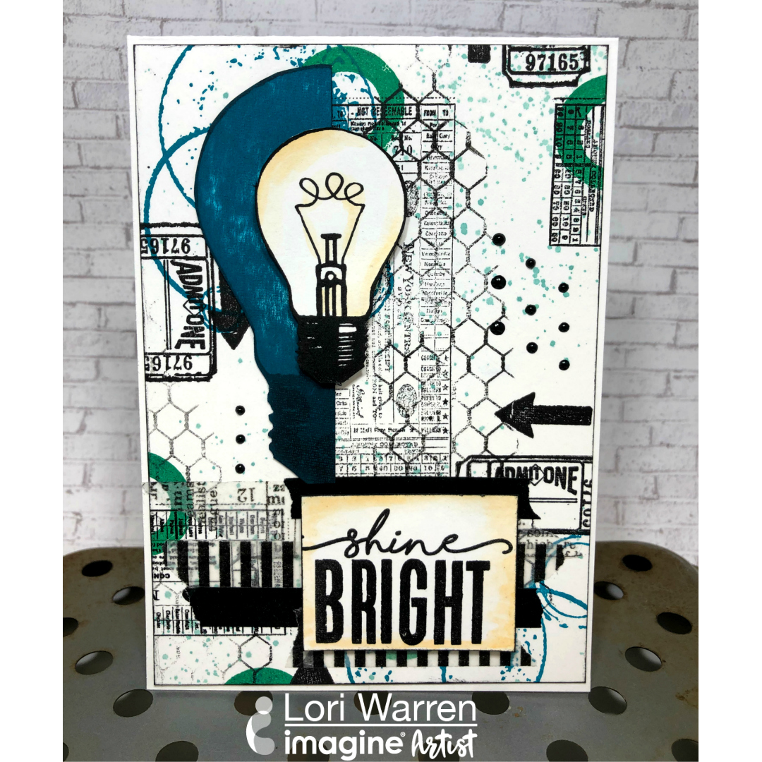 StazOn Pigment Lightbulb Shine Bright Art Collage