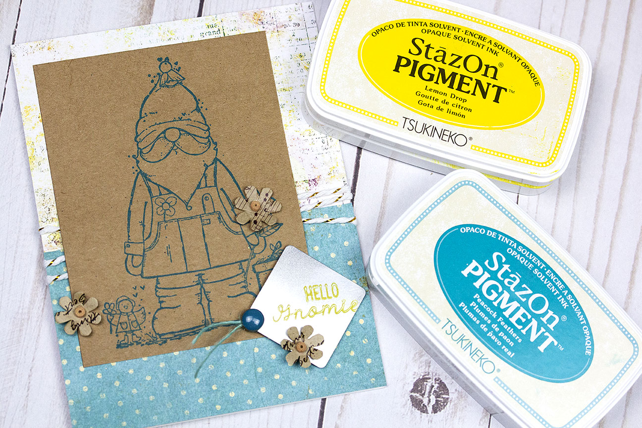 Hello Gnomie Greeting Card with StazOn Pigment