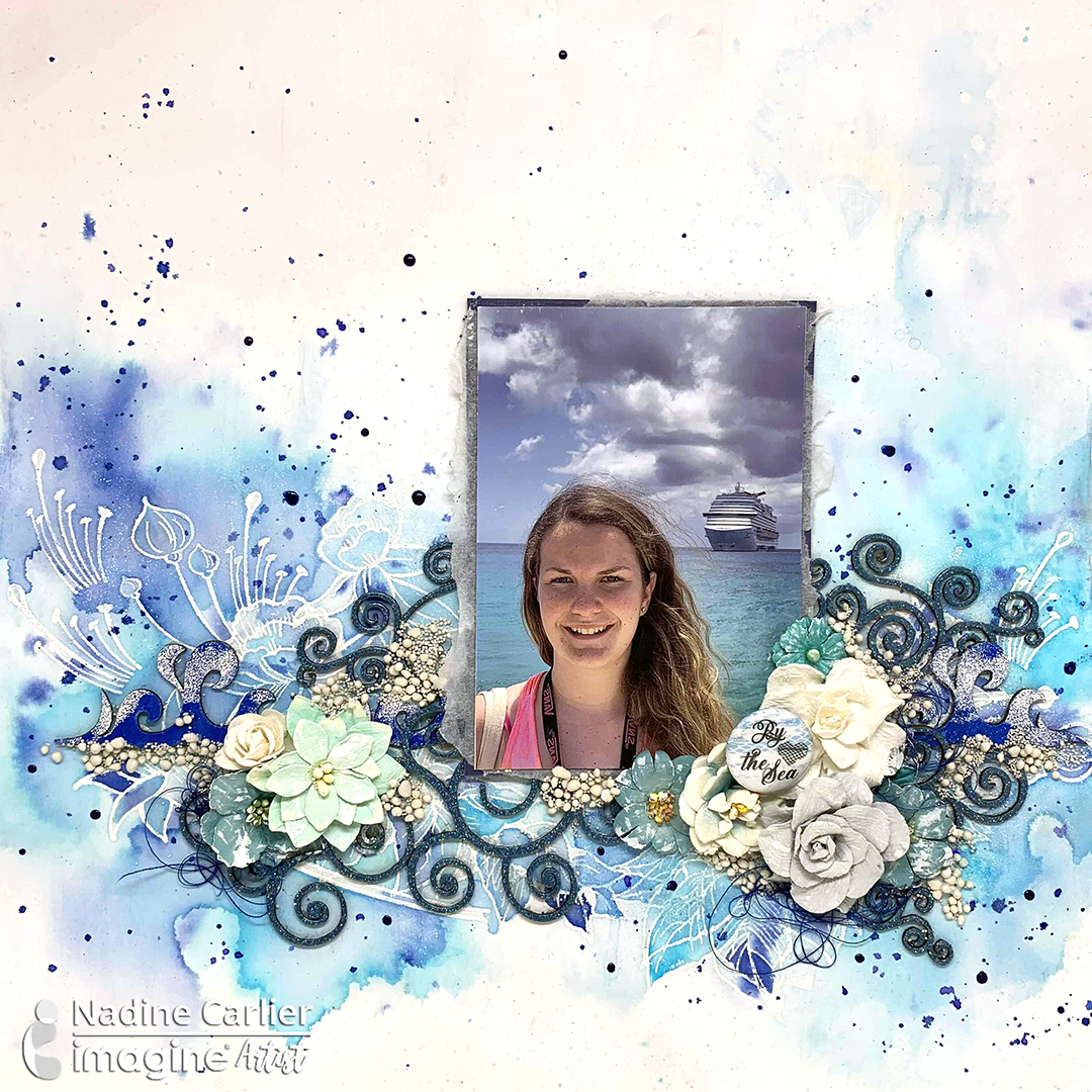 By The Sea Mixed Media Scrapbook Layout