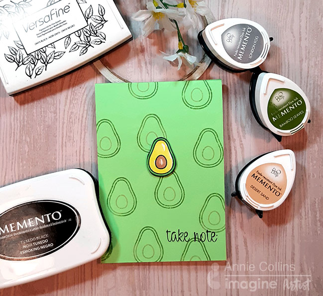create a cute avocado stamped notepad with memento ink
