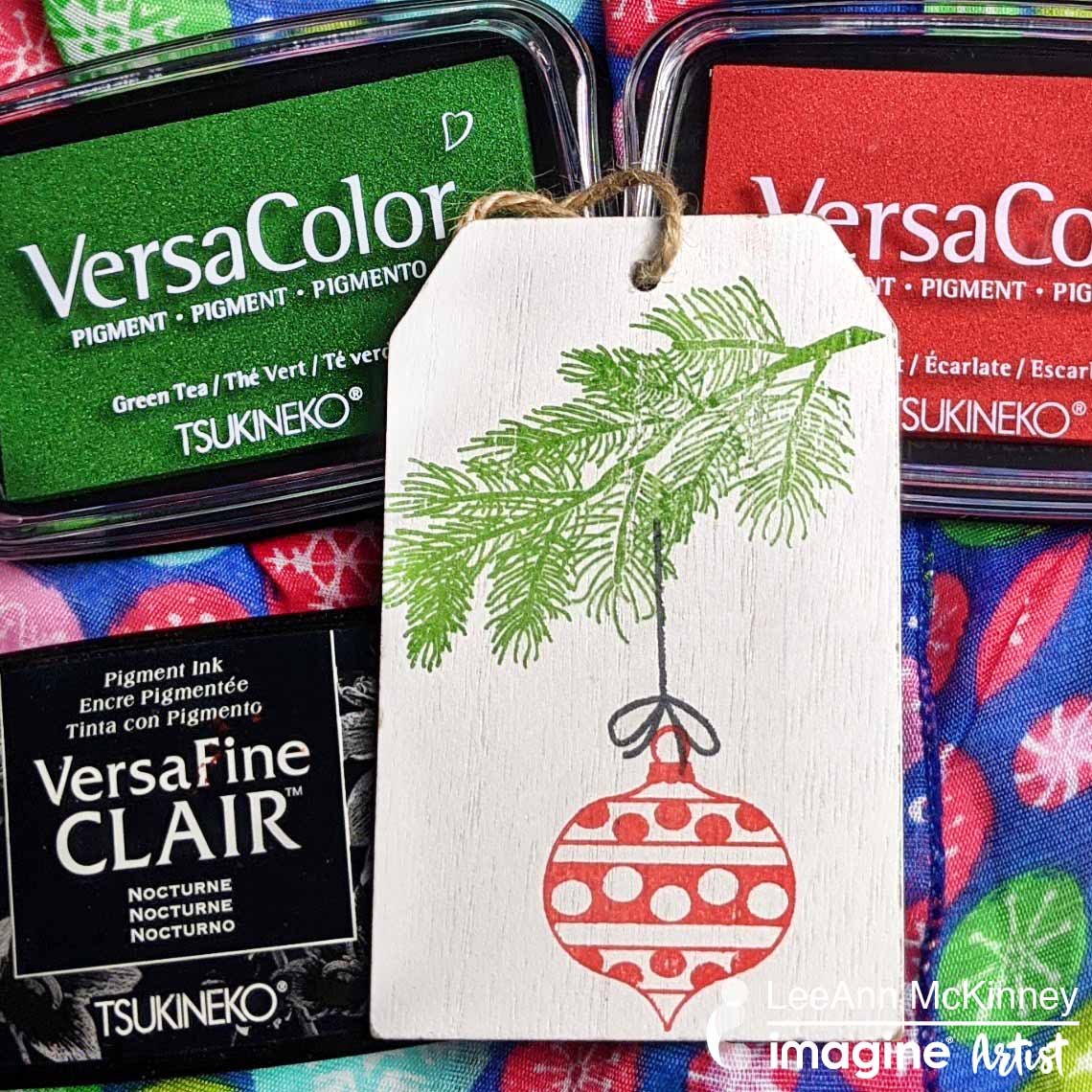 How to Make A Holiday Wooden Tag Ornament with VersaColor Ink Pad